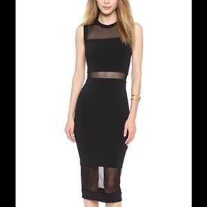 Alice and Olivia AIR Black Mesh Midi Dress